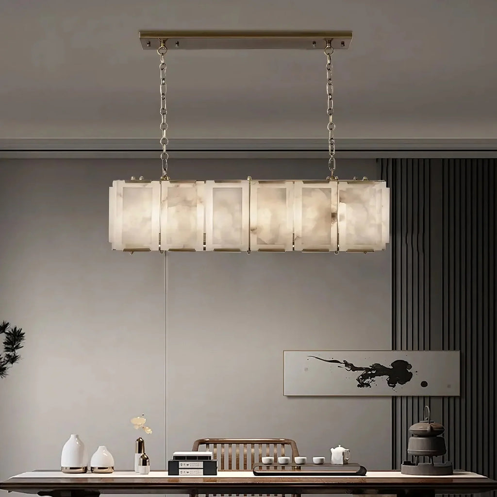 Clear Crystal Linear chandelier - Belen Lane for dining room view 2