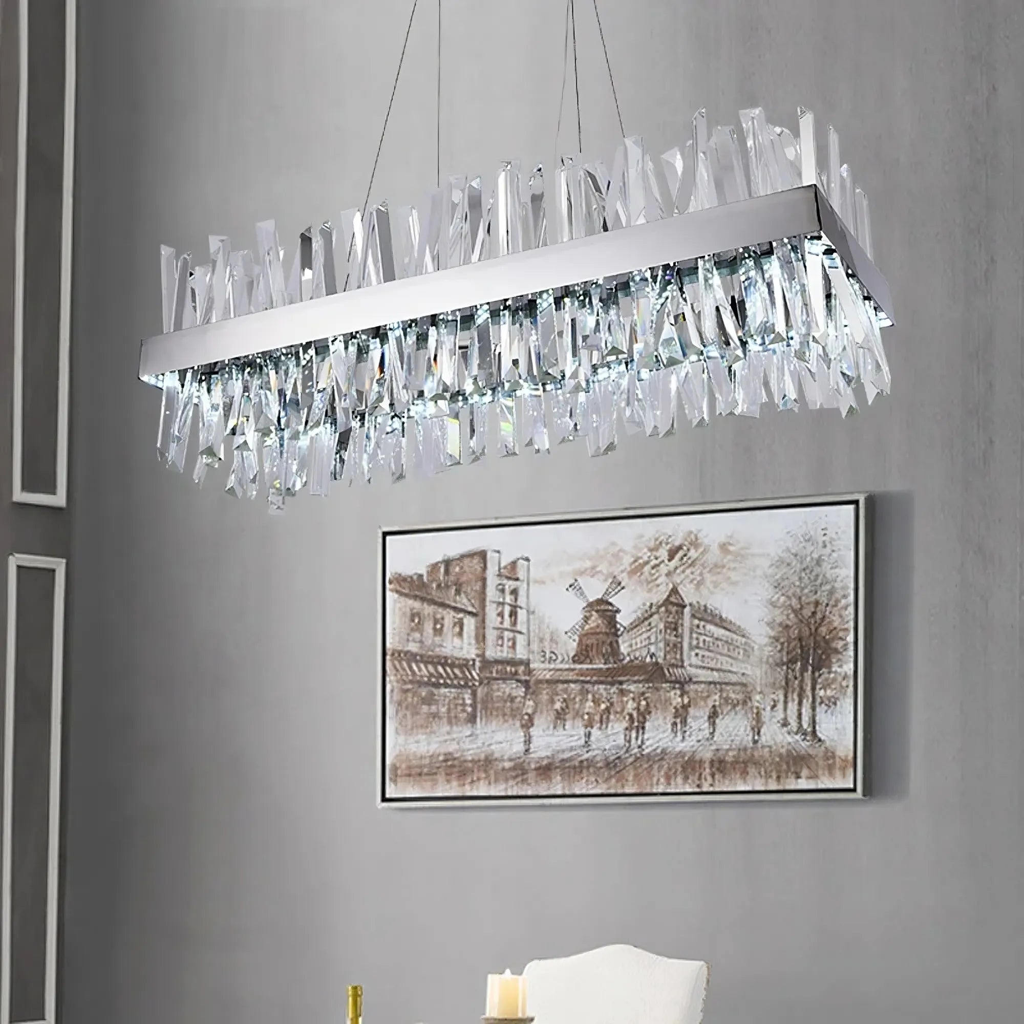 White Crystal chandelier - Kairo Court for dining room view 12