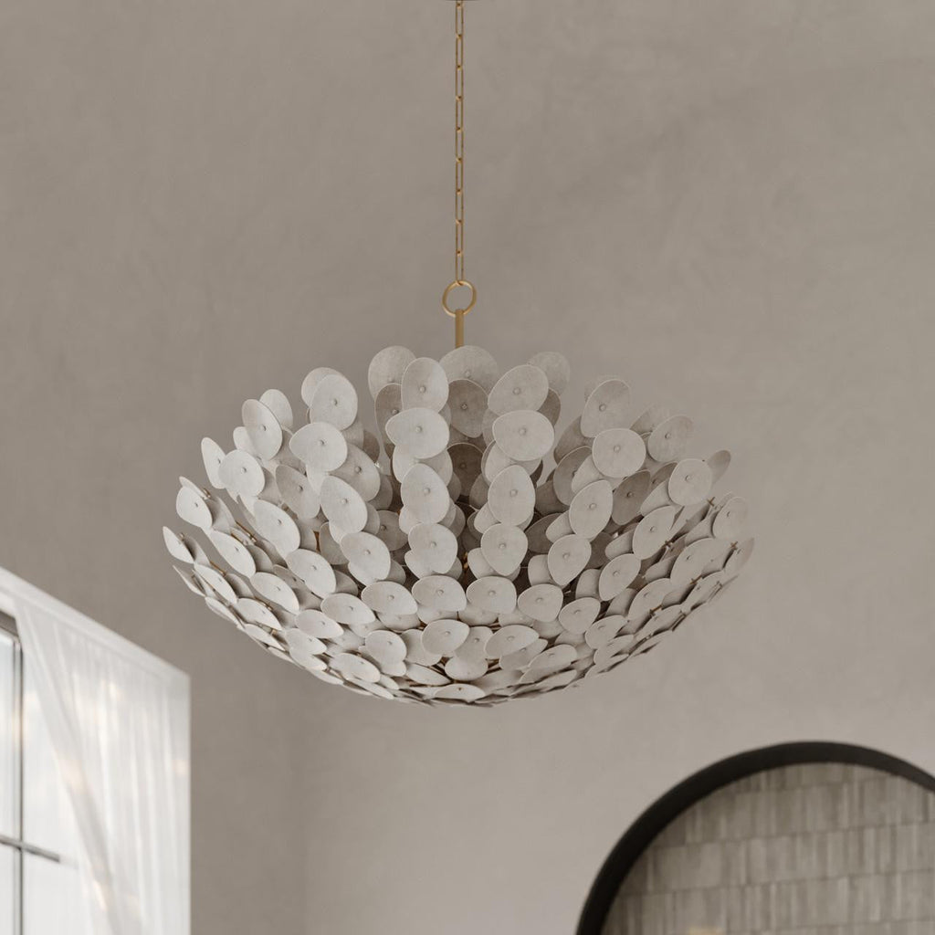 Antique Brass Alabaster chandelier - Maia Trace for dining room view 5