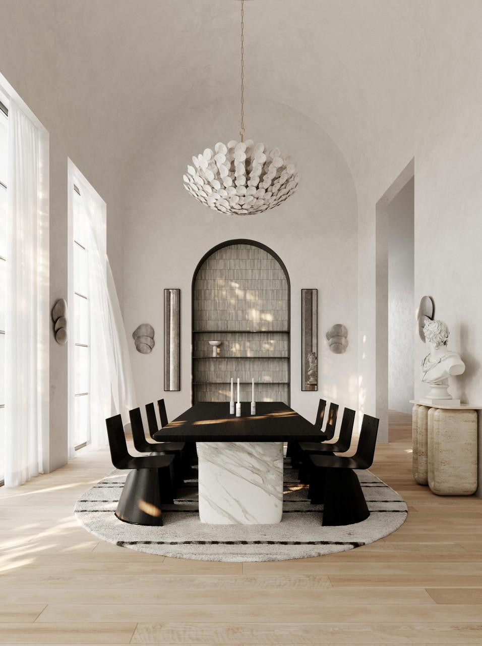 White Textile Candle chandelier - Nico Trace for dining room view 2