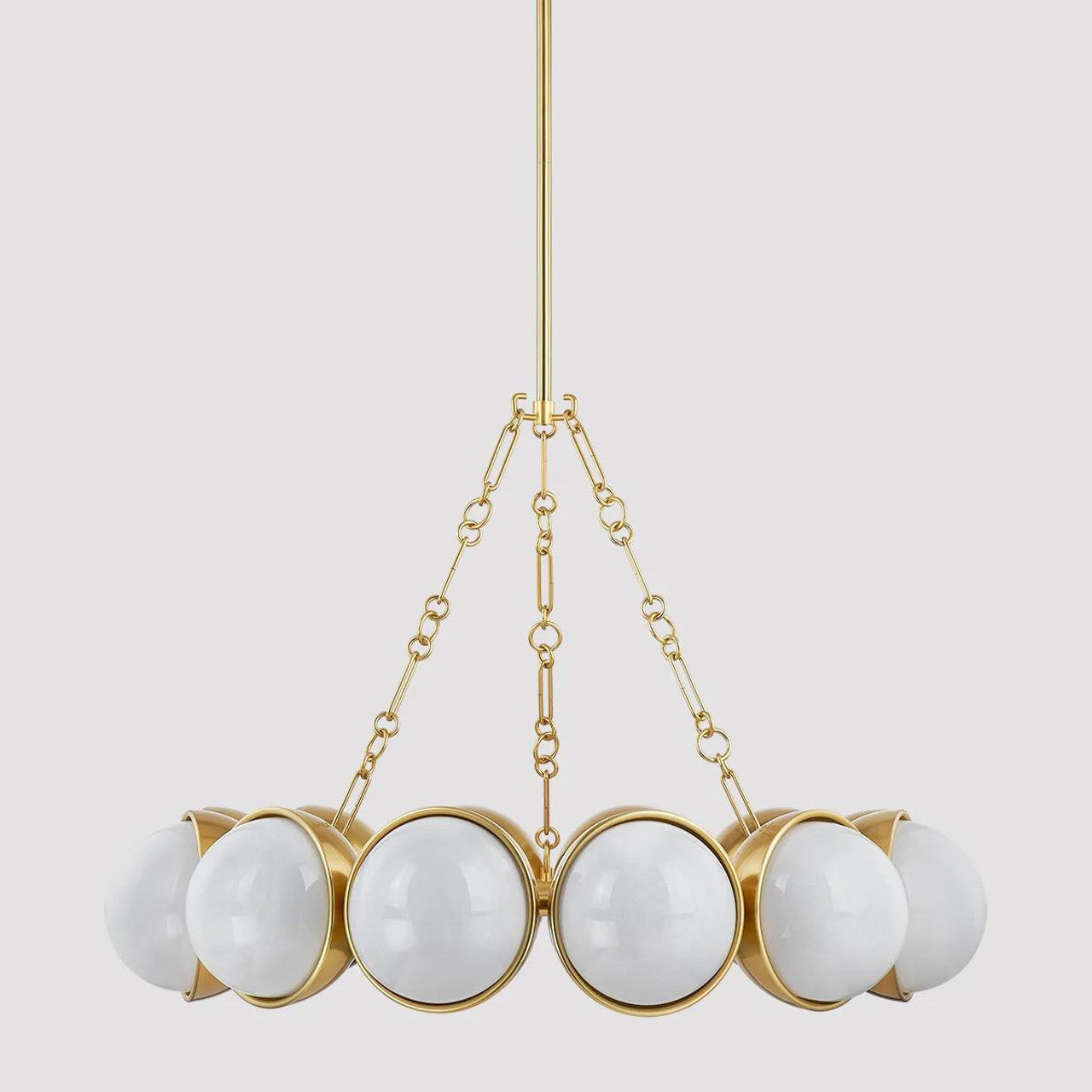 Brass Glass Round chandelier - Caro Trace for dining room view 3