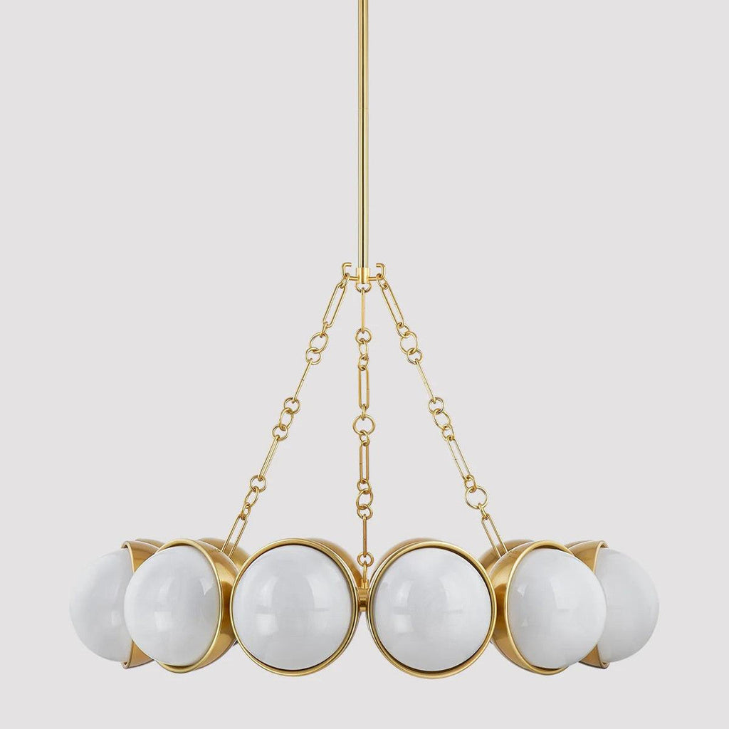 Antique Brass Acrylic chandelier - Belen Trace for dining room view 5