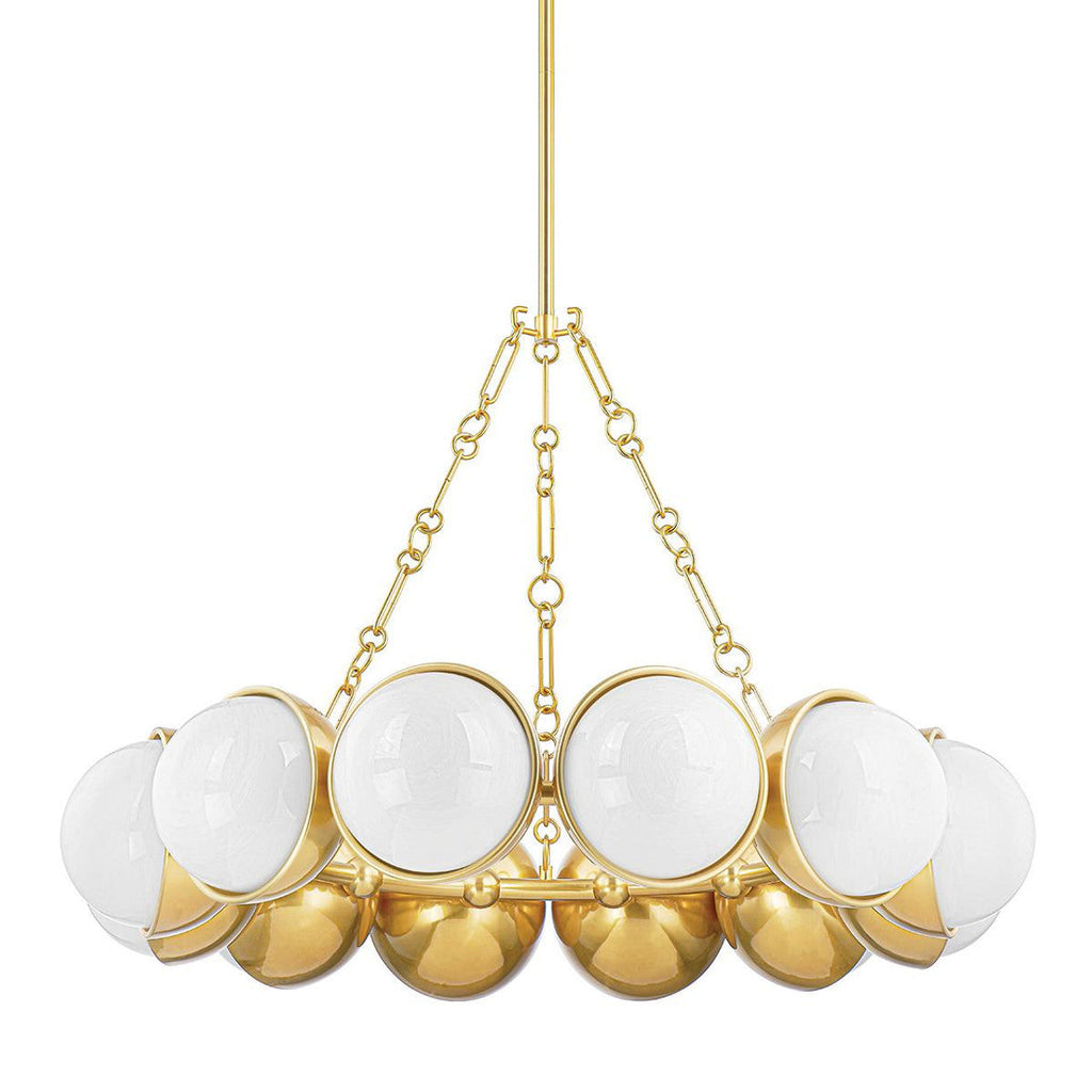 Brass Glass Round chandelier - Caro Trace for dining room view 1