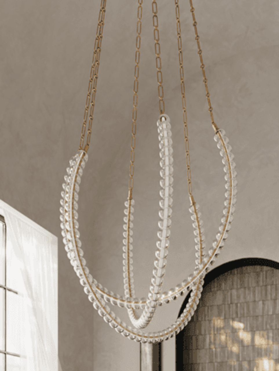 Antique Brass Glass Round chandelier - Kestrel Trace for dining room view 2