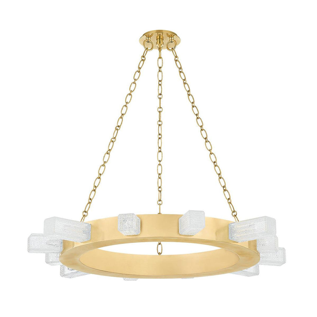 Antique Brass Glass chandelier - Aria Trace for dining room view 1