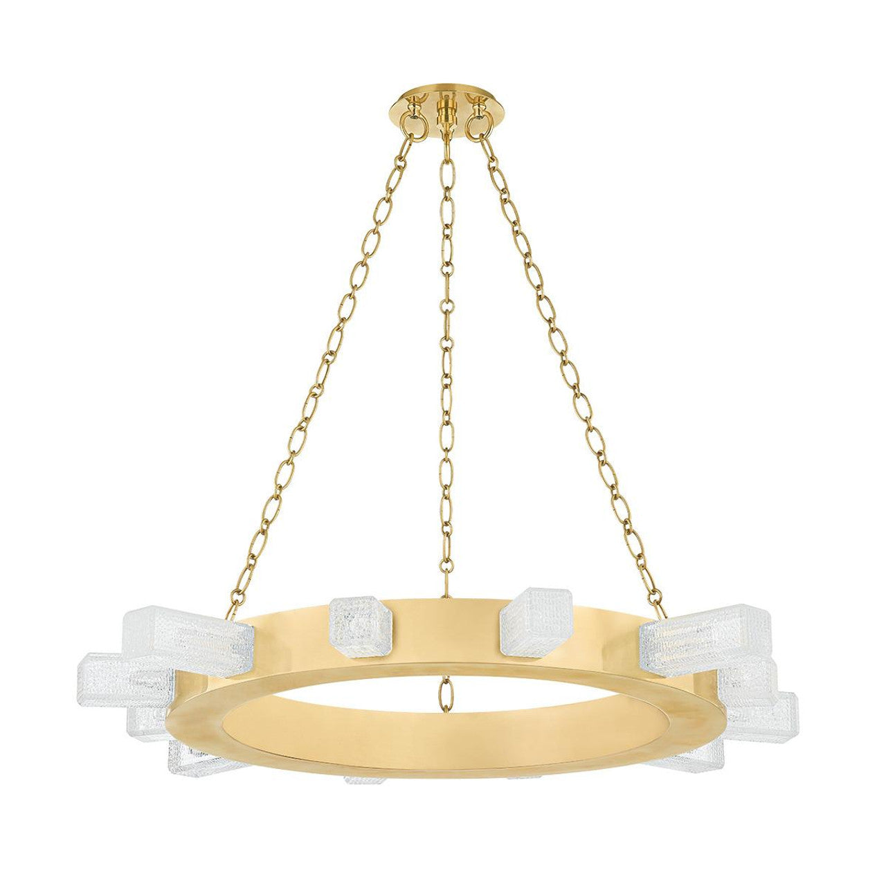 Antique Brass Glass chandelier - Aria Trace for dining room view 1