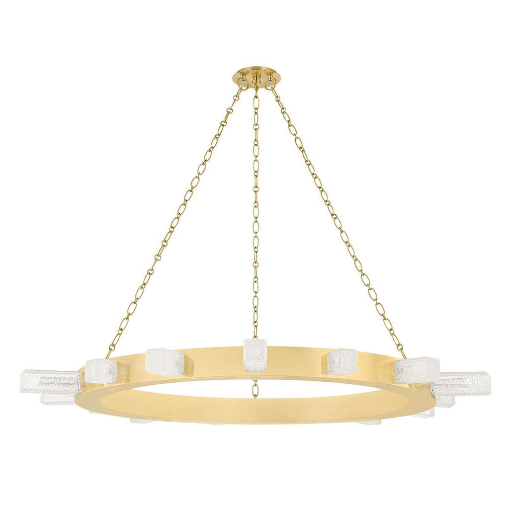 Antique Brass Glass chandelier - Dune Trace for dining room view 1