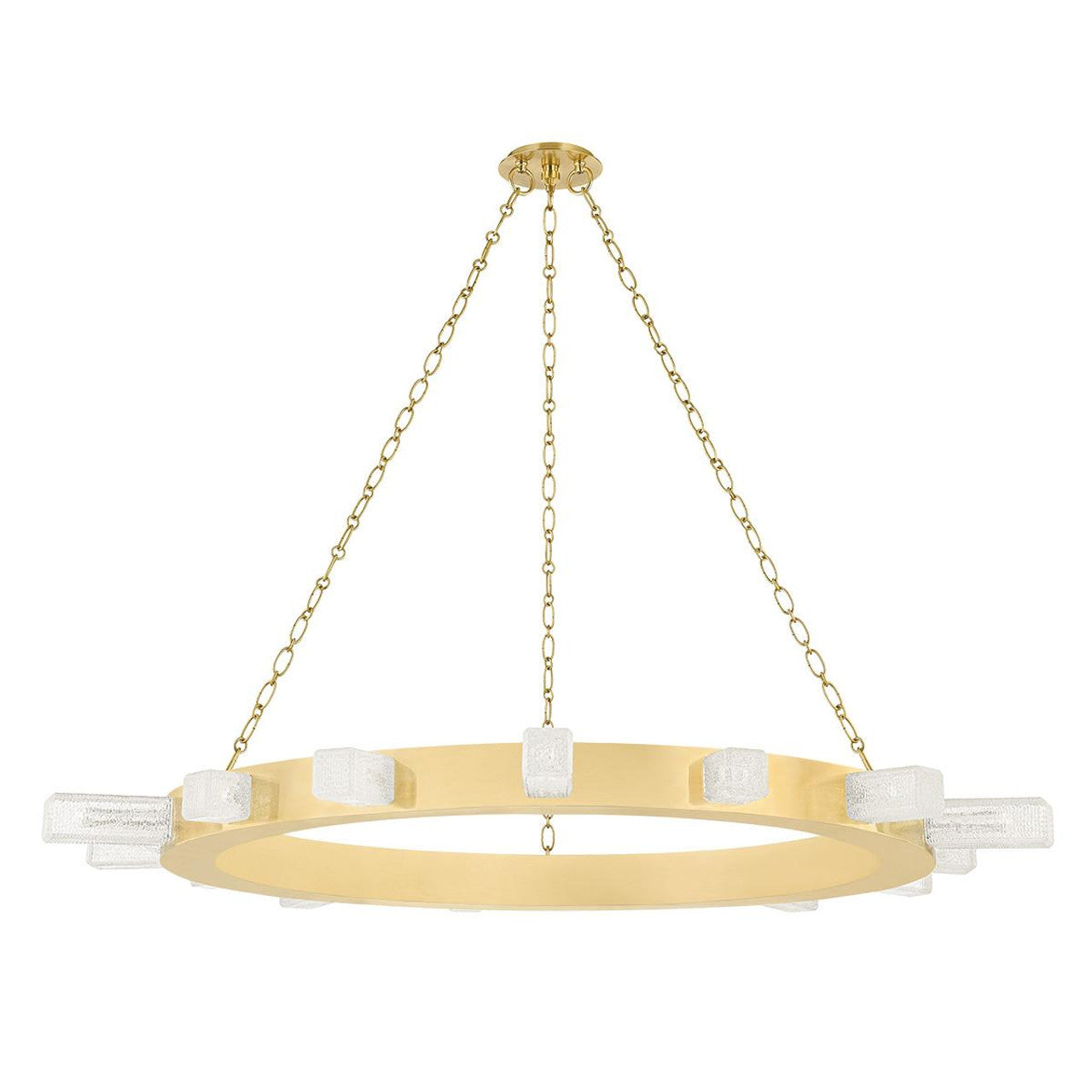 Antique Brass Glass chandelier - Dune Trace for dining room view 1