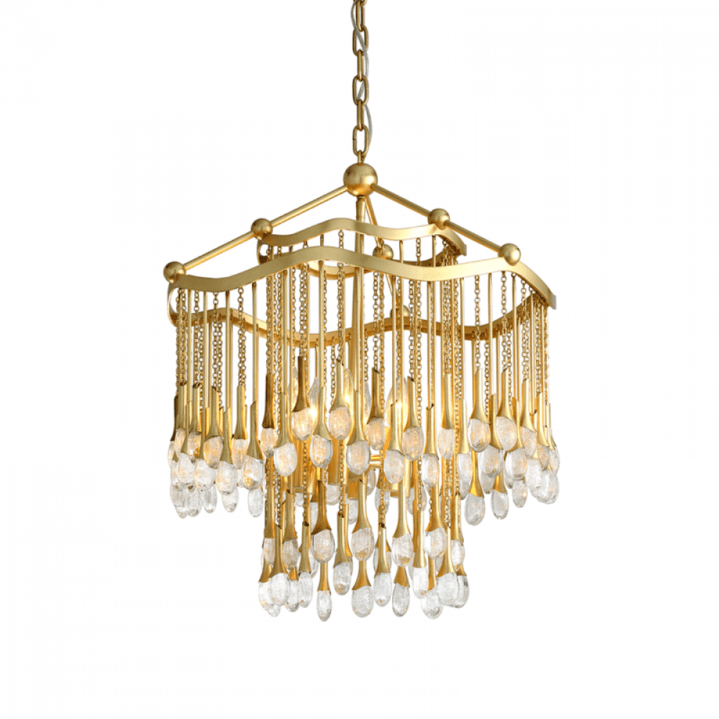 Brass Glass Candle chandelier - Pavia Verge for dining room view 5
