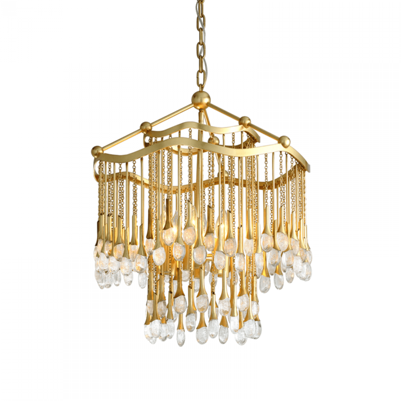 Brass Glass Candle chandelier - Pavia Verge for dining room view 5