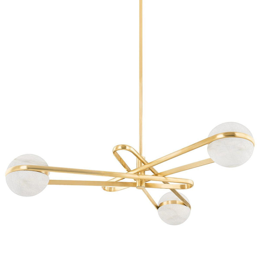 Antique Brass Alabaster chandelier - Maia Trace for dining room view 1