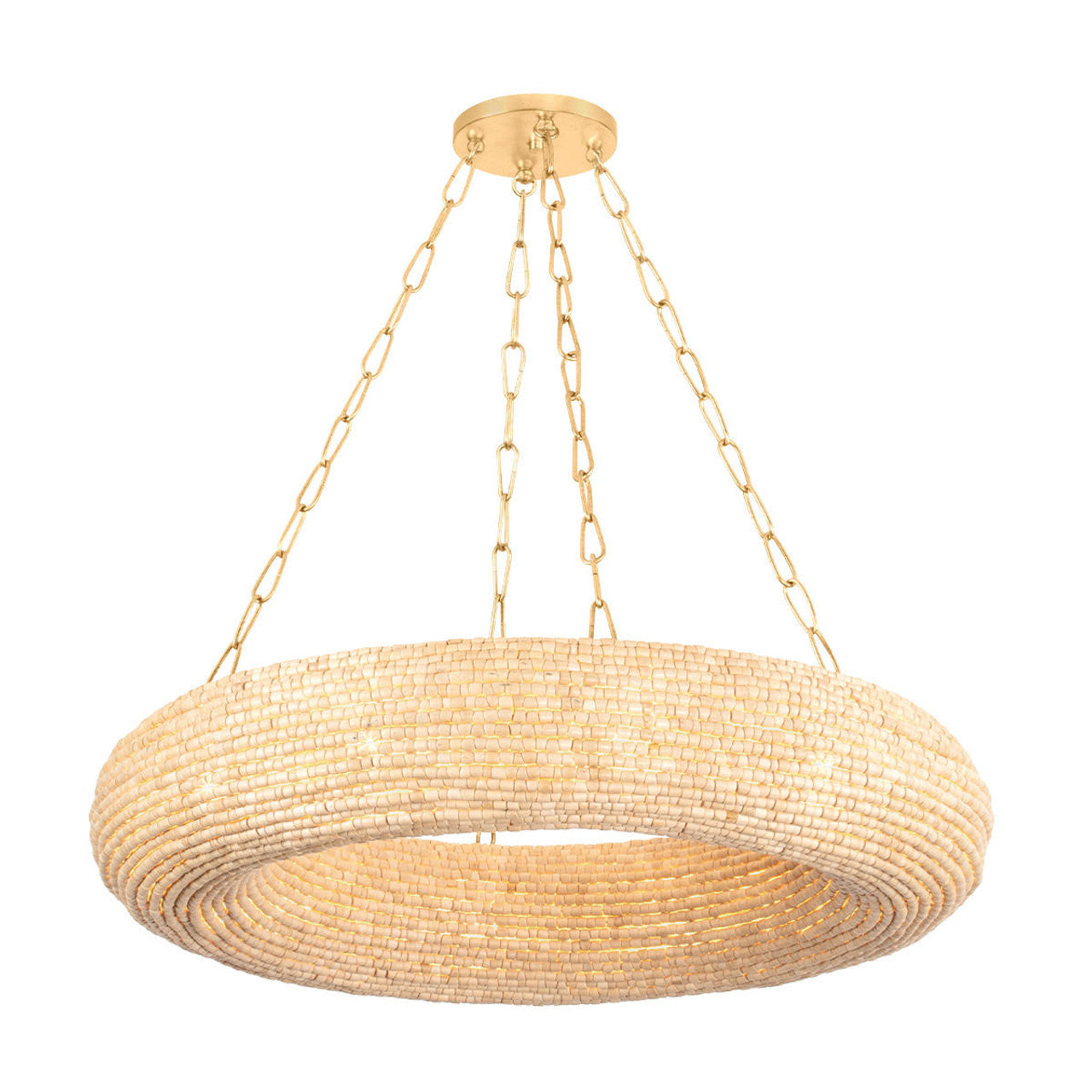 Gold Wood Candle chandelier - Ember Verge for dining room view 1