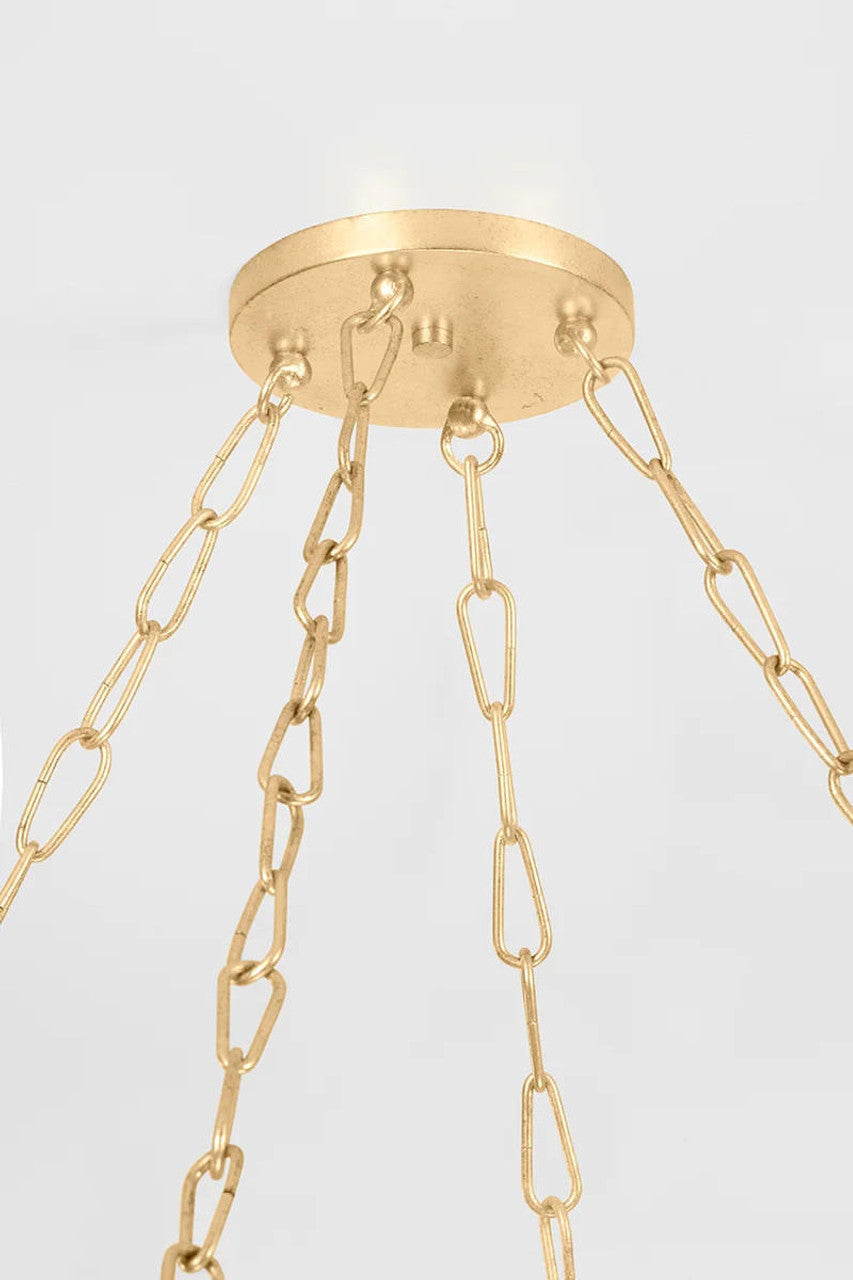 Gold Wood Candle chandelier - Gilda Verge for dining room view 2