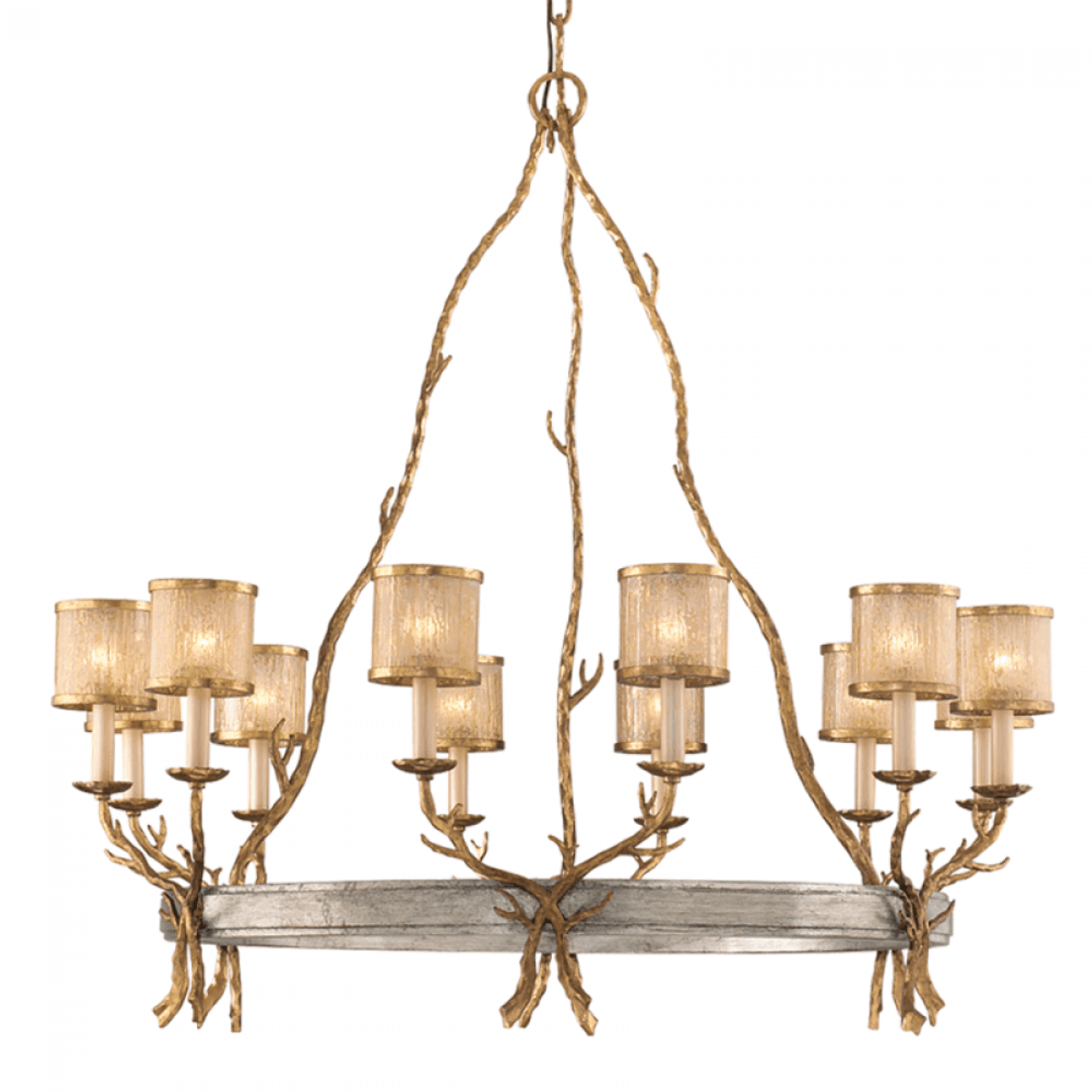Gold Glass Candle chandelier - Flora Verge for dining room view 1