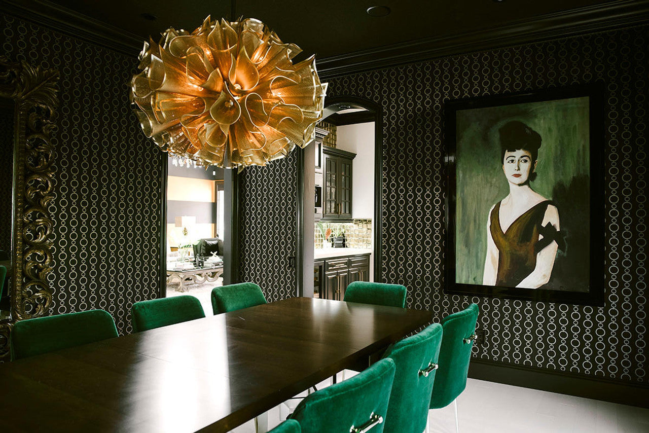Gold Iron Candle chandelier - Ansel Nest for dining room view 2