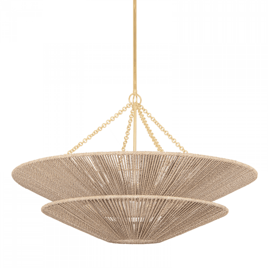Gold Rattan Candle chandelier - Livia Peak for dining room view 1