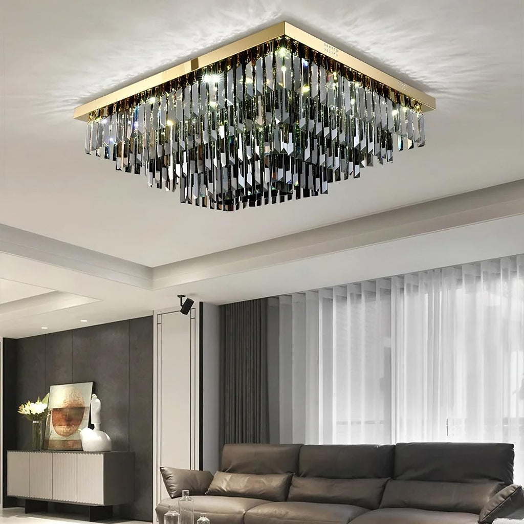Smoke Crystal Round chandelier - Della House for dining room view 3