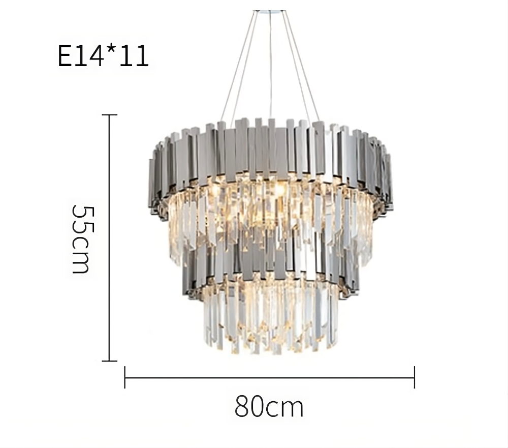 Chrome Crystal Tiered chandelier - Soren House for dining room view 5