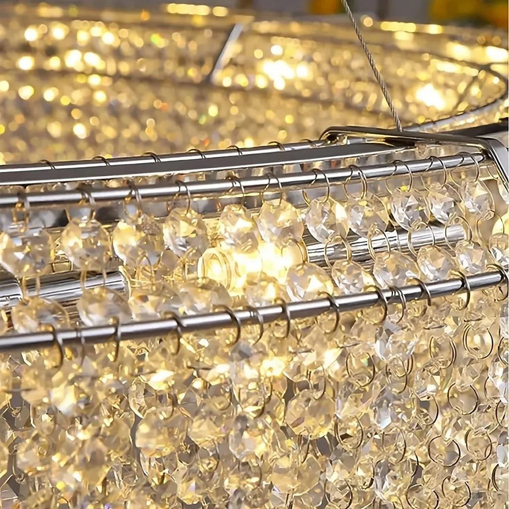 White Crystal Linear chandelier - Una Court for dining room view 5
