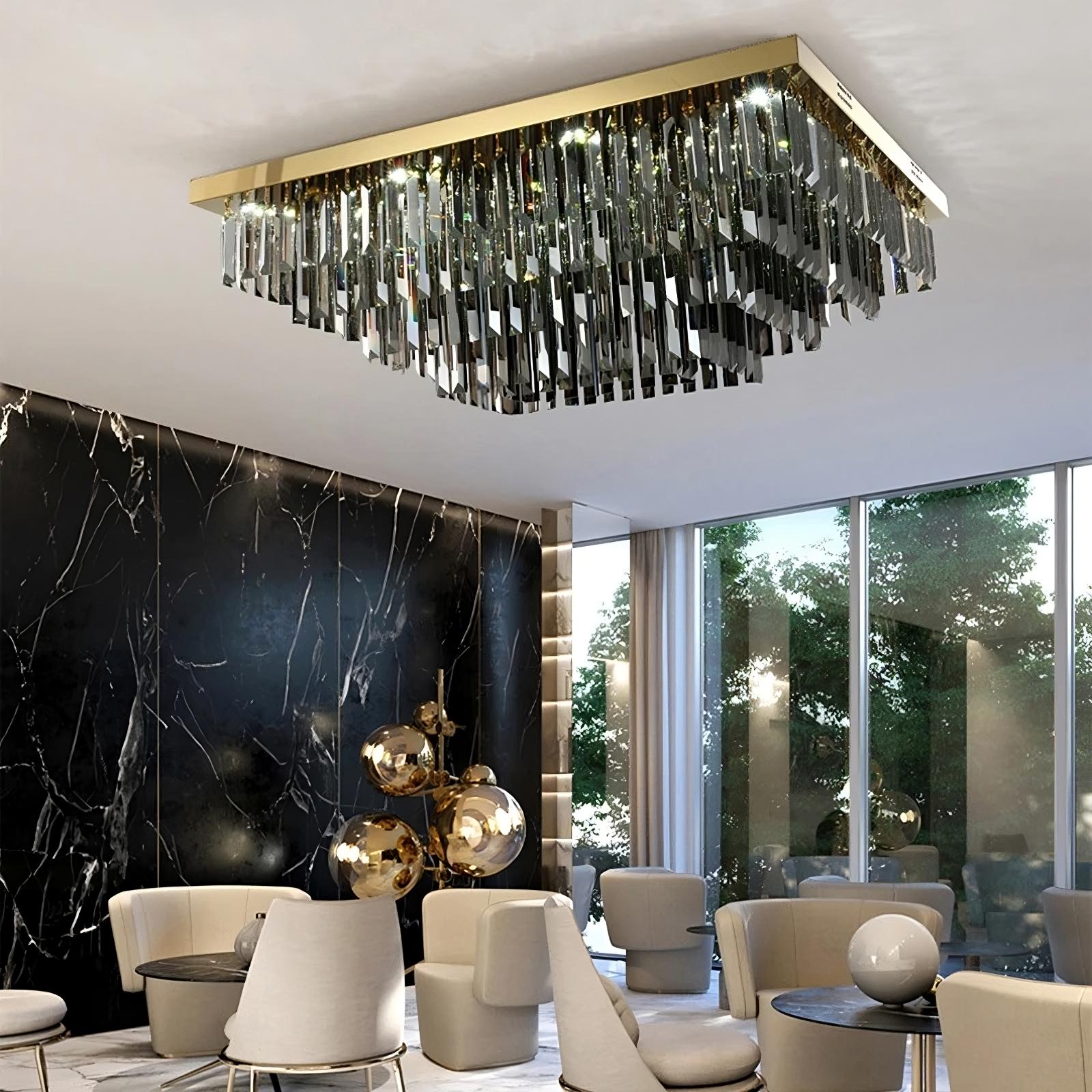 Smoke Crystal Round chandelier - Della House for dining room view 2