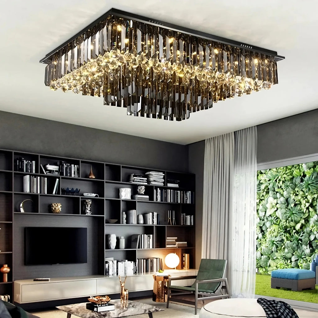 Smoke Crystal Linear chandelier - Halo House for dining room view 3