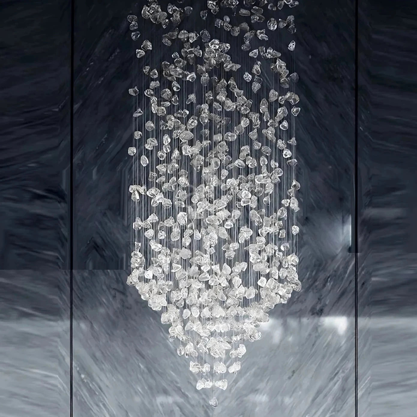 Black Crystal Linear chandelier - Caro Lane for dining room view 12