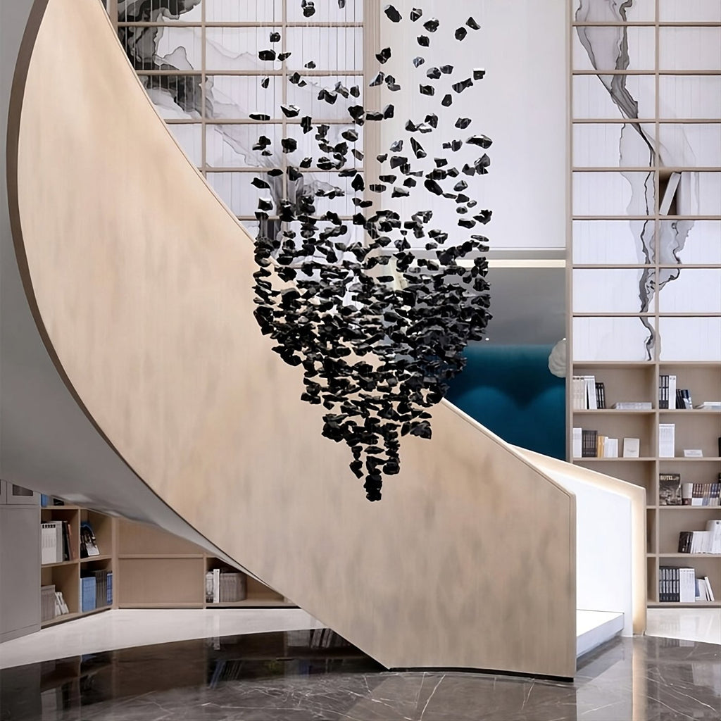 Black Crystal Linear chandelier - Caro Lane for dining room view 2