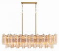 Aged Brass Crystal Linear chandelier - Siena Nest for dining room view 1
