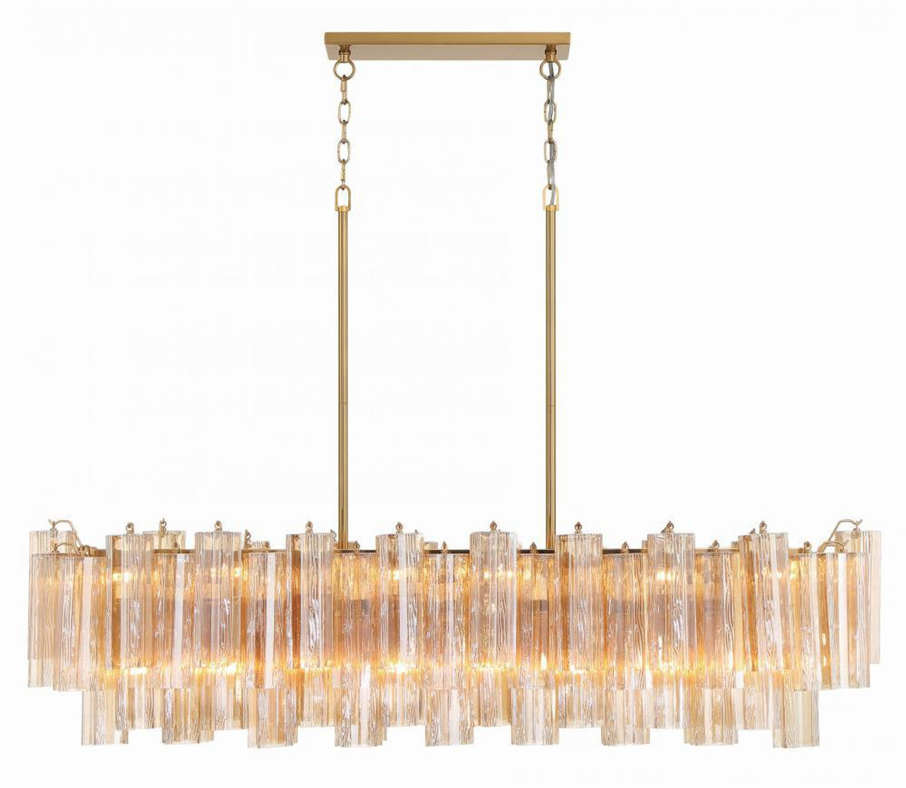 Aged Brass Crystal Linear chandelier - Siena Nest for dining room view 1
