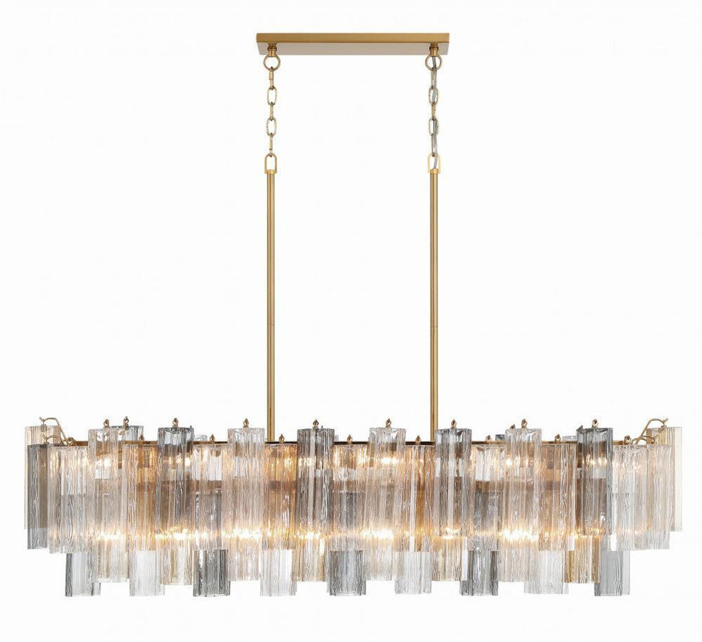 Aged Brass Crystal Linear chandelier - Tova Nest for dining room view 1