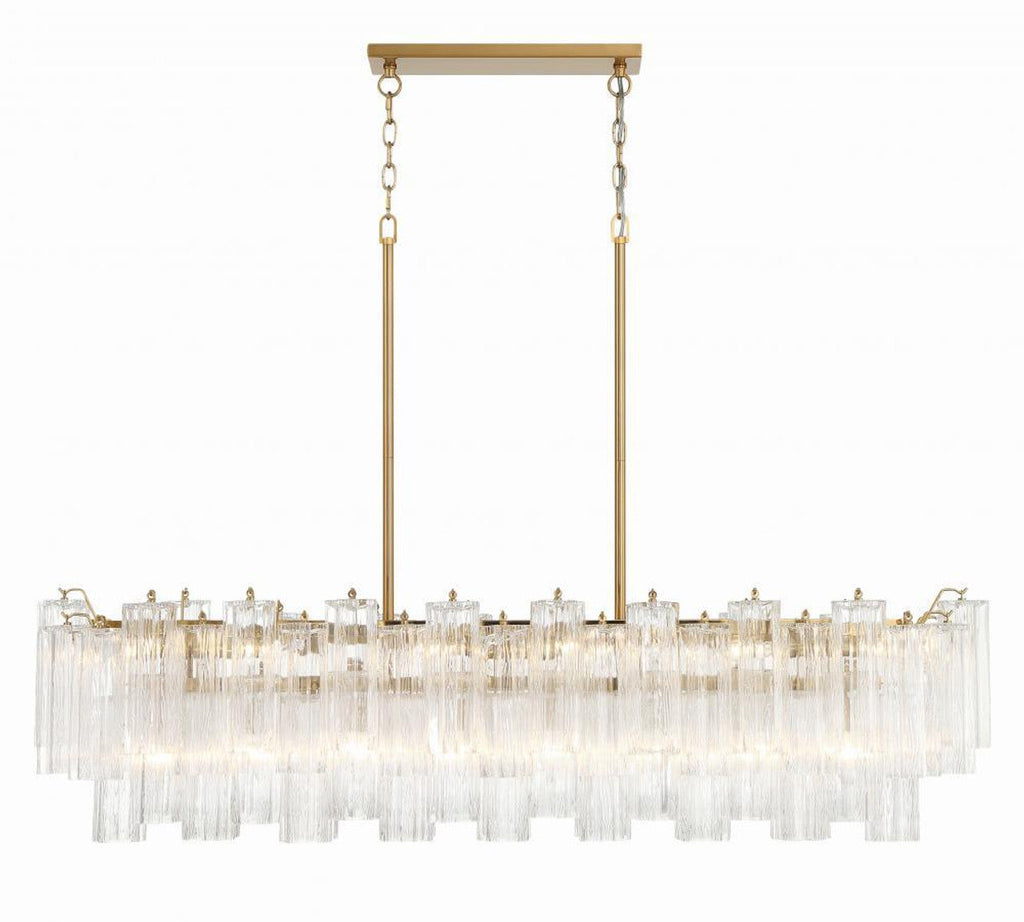 Aged Brass Crystal Linear chandelier - Viana Nest for dining room view 3