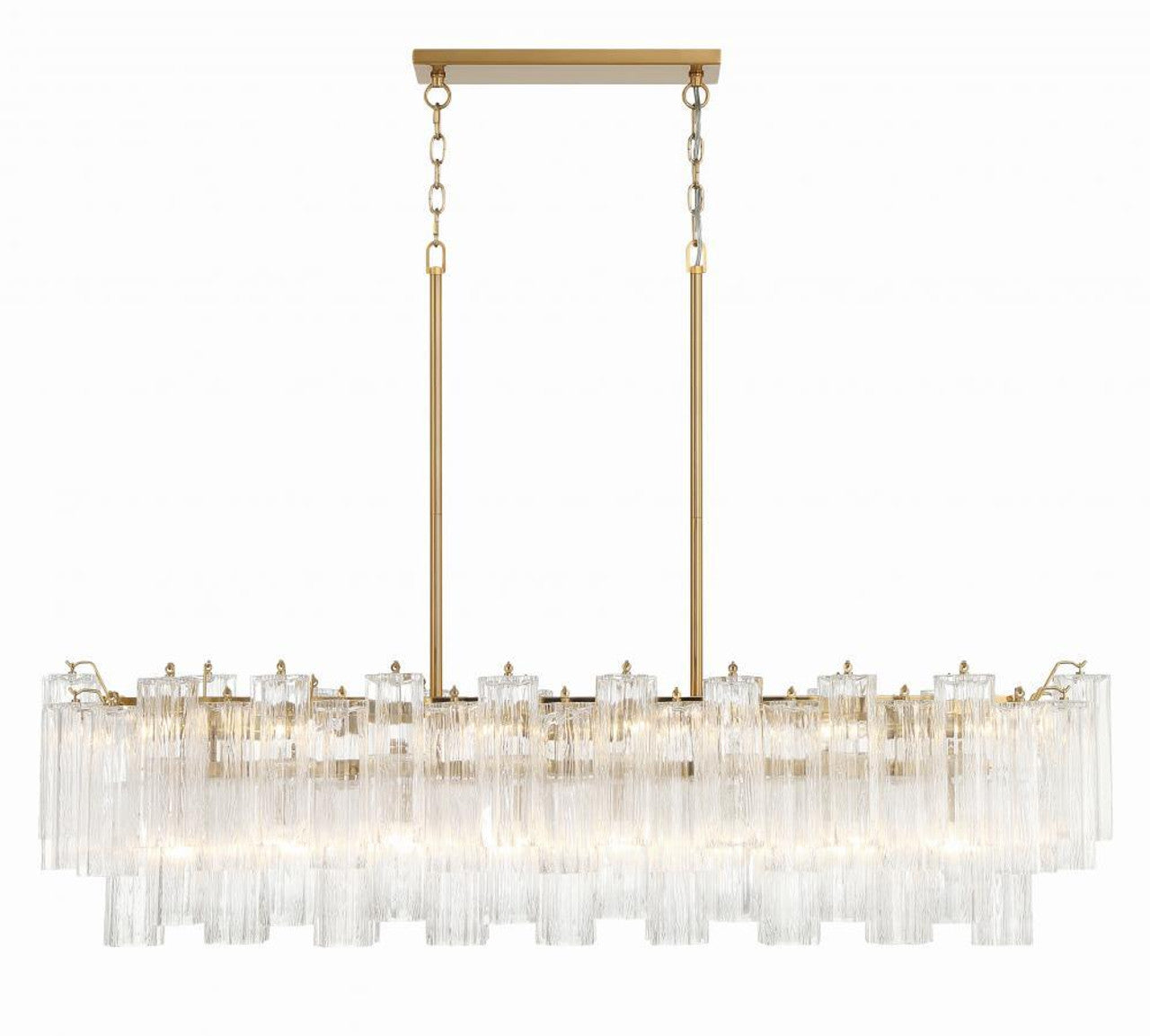Aged Brass Crystal Linear chandelier - Viana Nest for dining room view 3