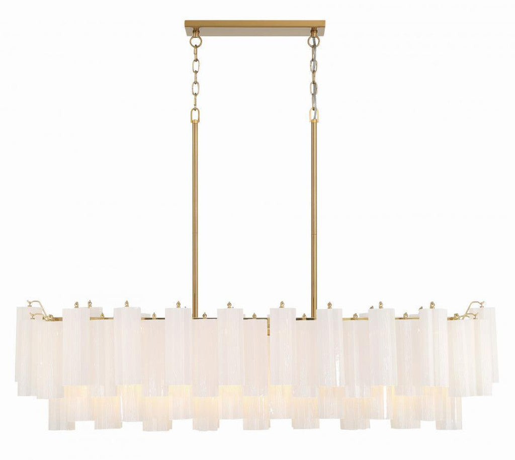 Aged Brass Crystal Linear chandelier - Winslow Nest for dining room view 2