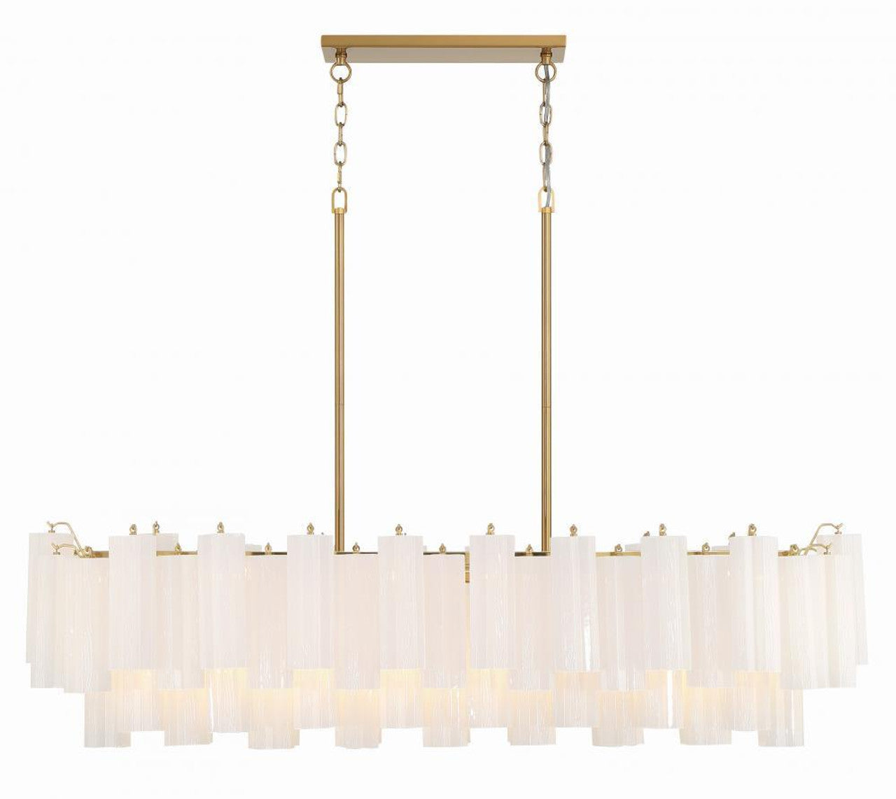 Aged Brass Crystal Linear chandelier - Winslow Nest for dining room view 2