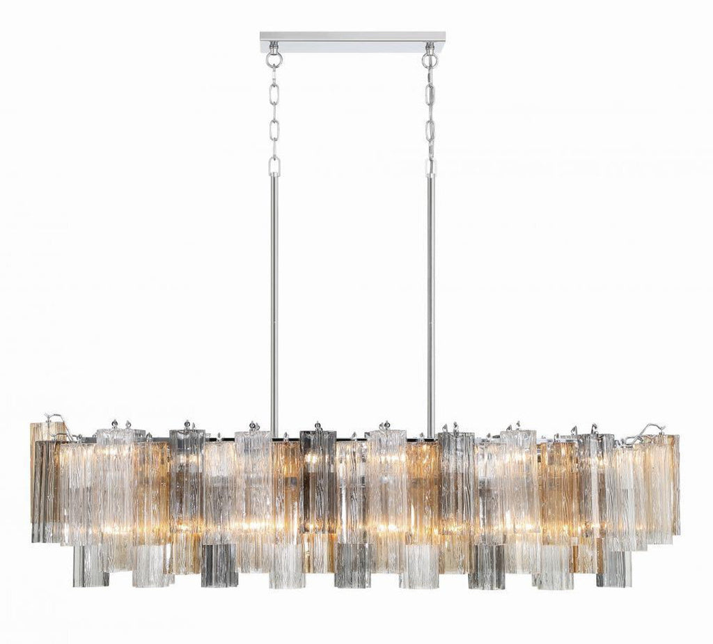 Clear Crystal Linear chandelier - Zelia Nest for dining room view 3