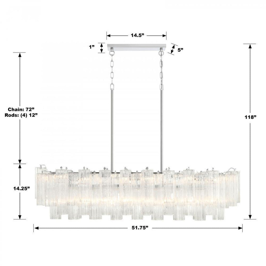 Clear Crystal Linear chandelier - Belen Nest for dining room view 2