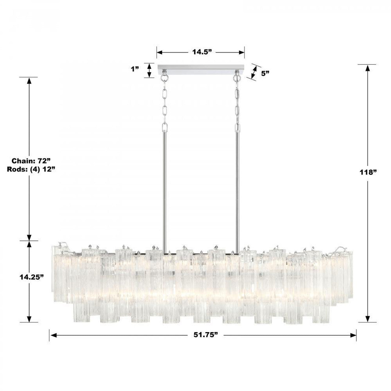 Clear Crystal Linear chandelier - Belen Nest for dining room view 2
