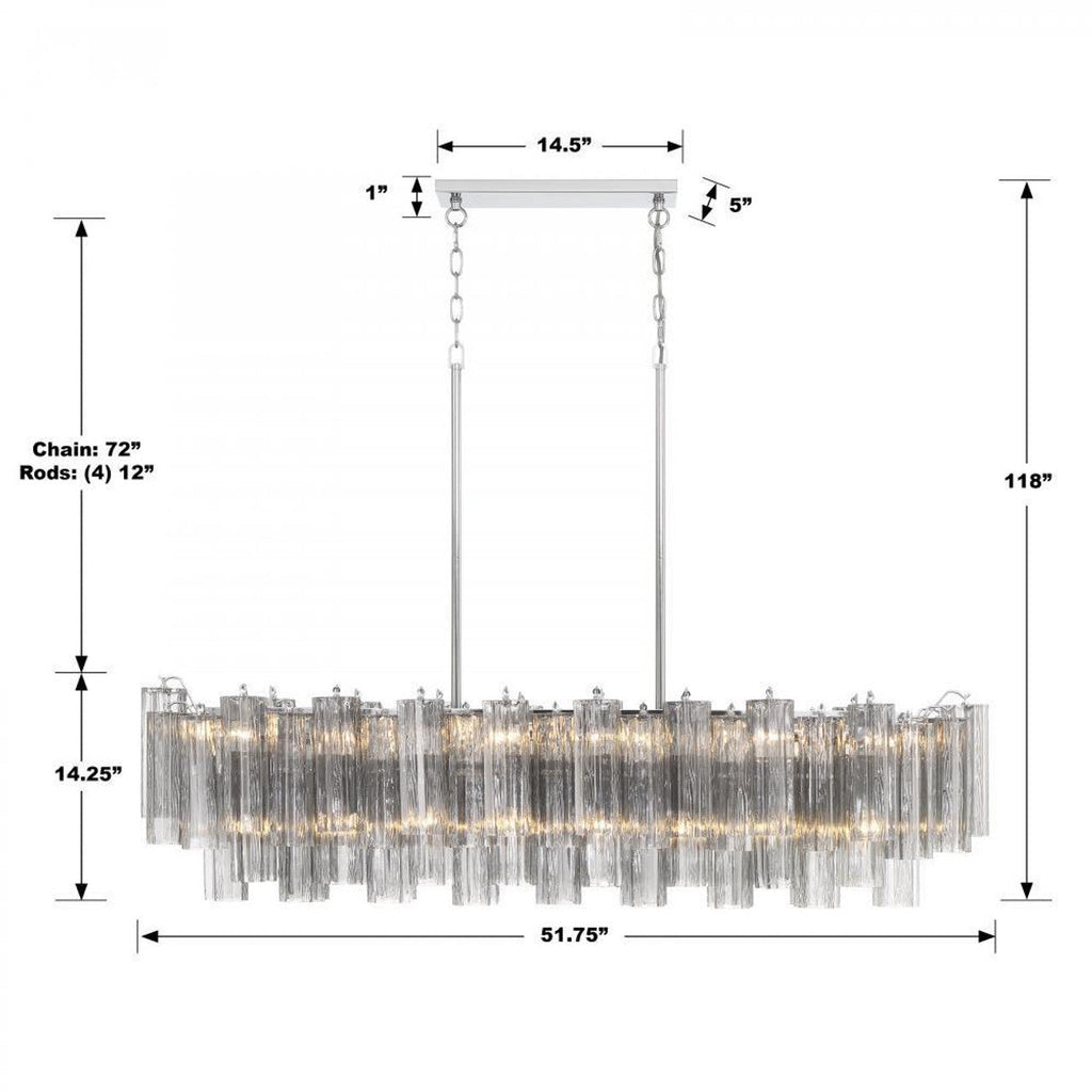 Clear Crystal Linear chandelier - Caro Nest for dining room view 3