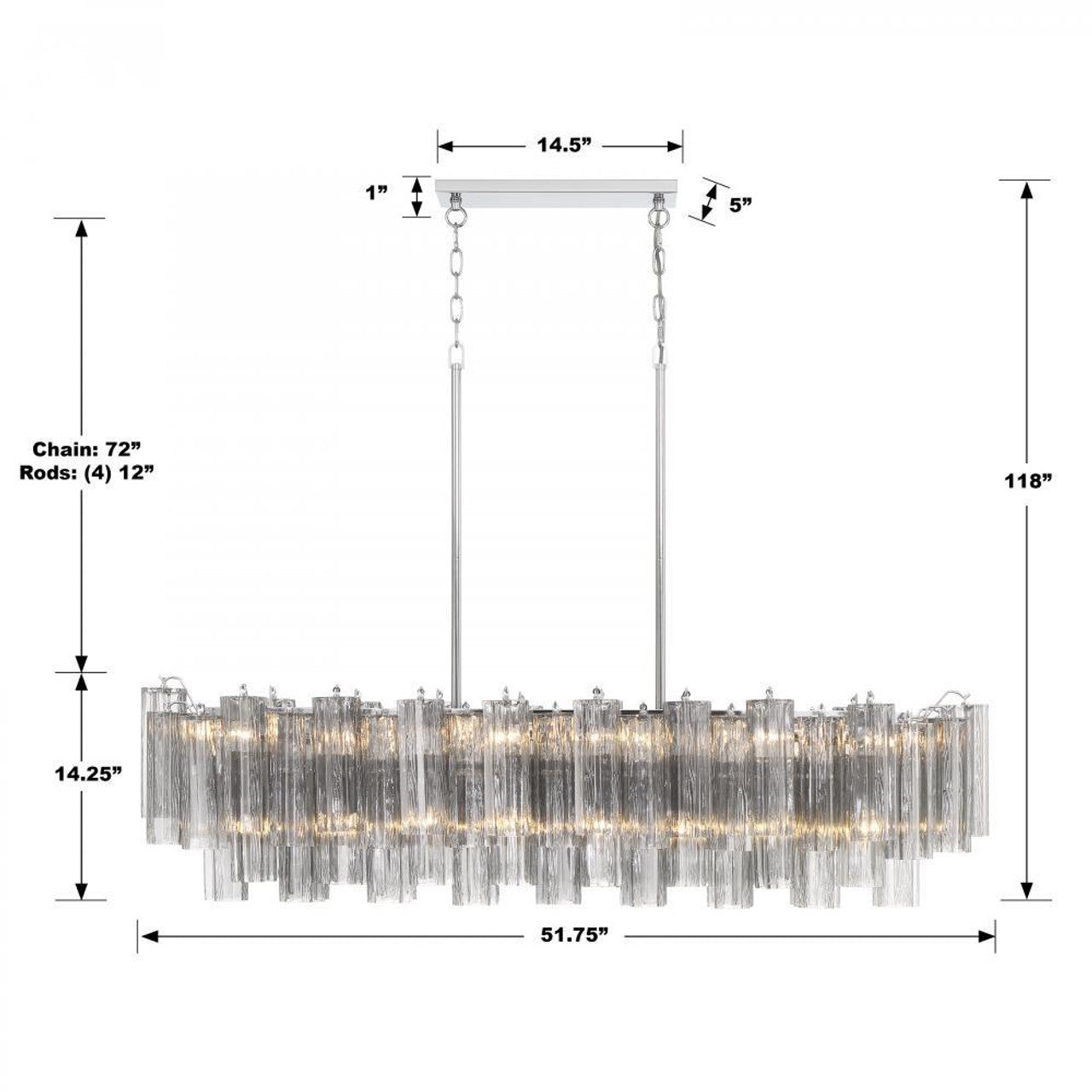 Clear Crystal Linear chandelier - Caro Nest for dining room view 3