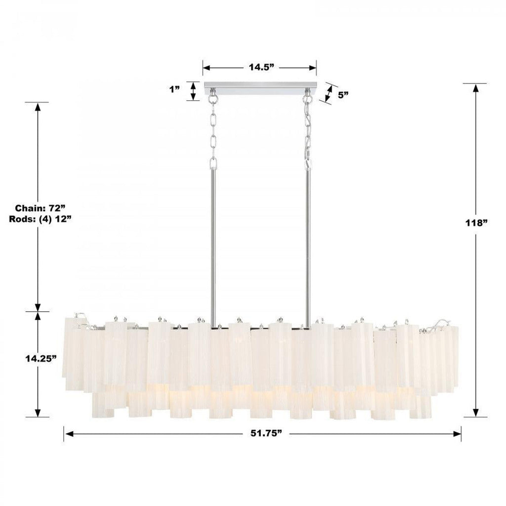 White Crystal Linear chandelier - Gilda Nest for dining room view 3