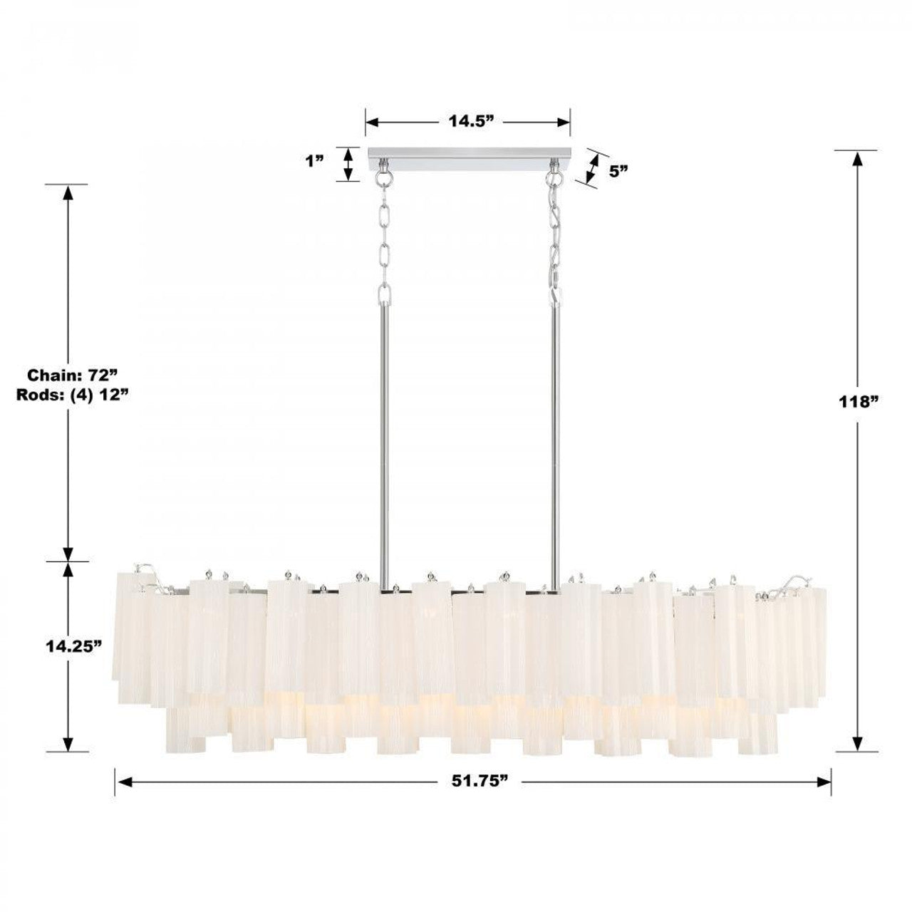 White Crystal Linear chandelier - Gilda Nest for dining room view 3