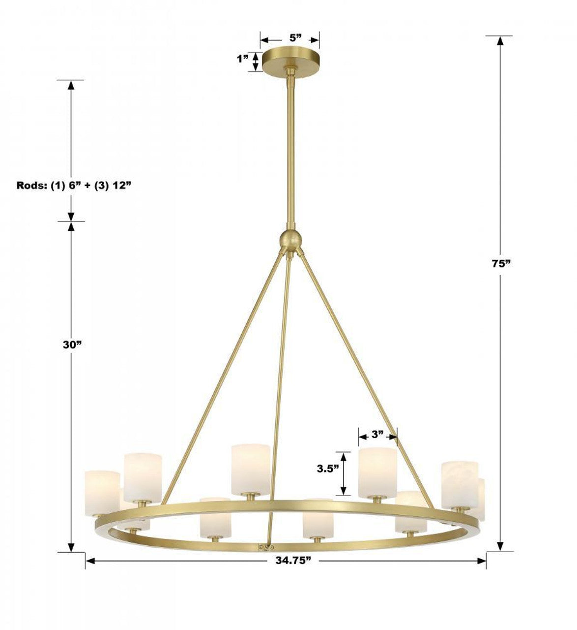 White Brass chandelier - Noor Nest for dining room view 5