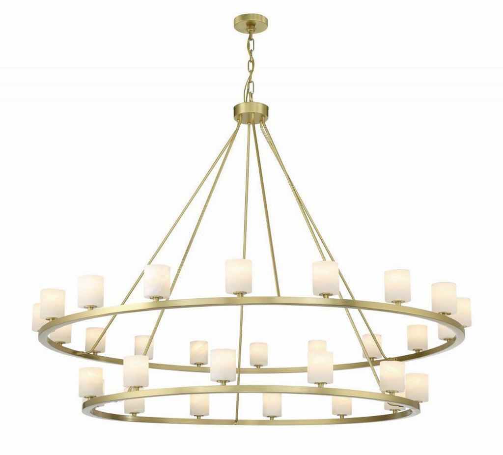 White Brass chandelier - Riven Nest for dining room view 1