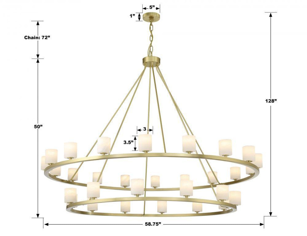 White Brass chandelier - Riven Nest for dining room view 2