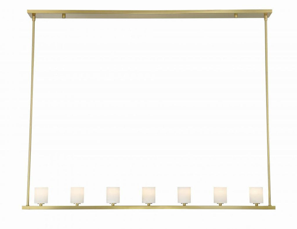 7-Light 56 in. White Brass Linear LED Chandelier - Piper Nest | Tianguang Chandelier