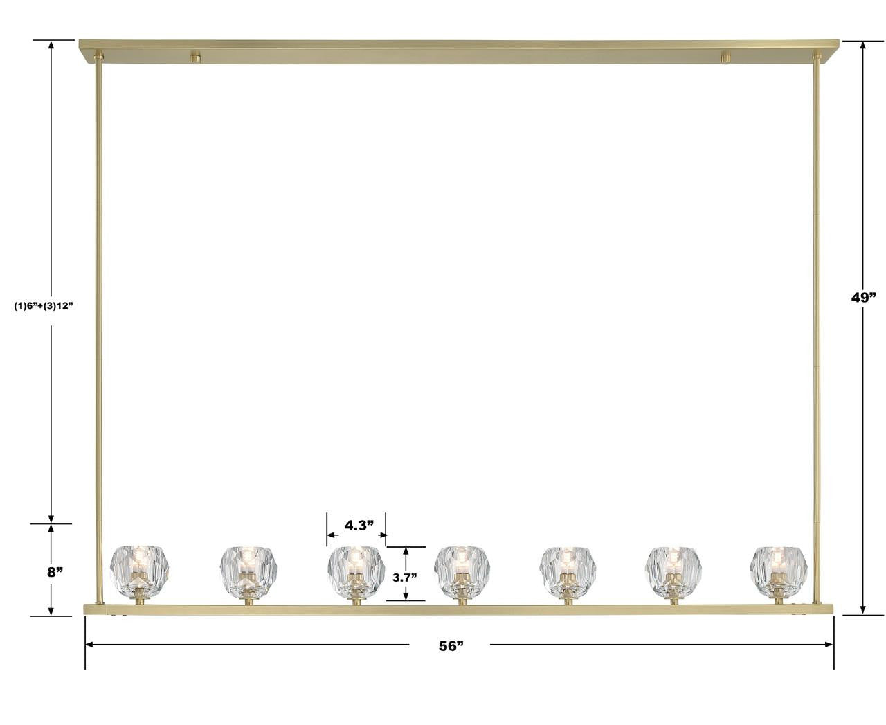 Clear Crystal Linear chandelier - Vesper Trace for dining room view 2
