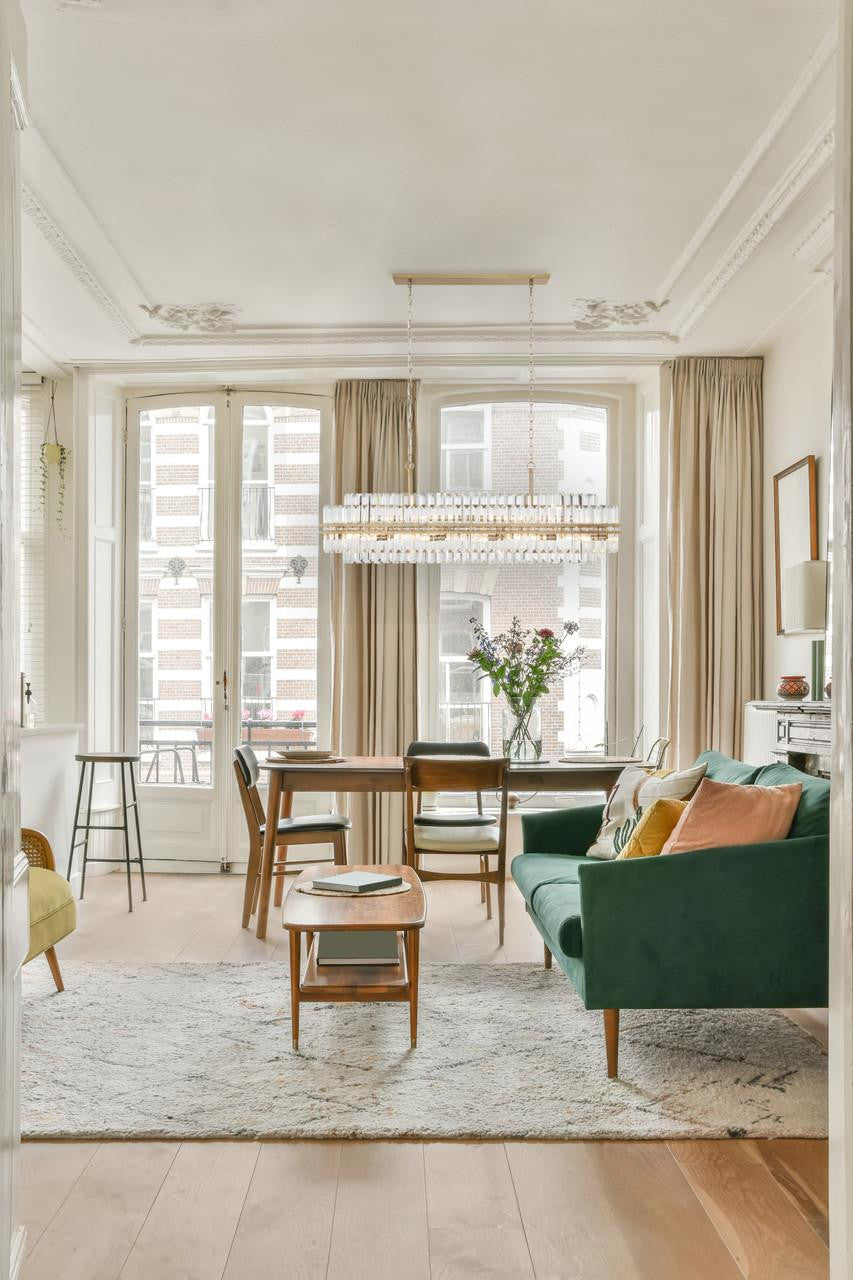 Aged Brass Crystal Linear chandelier - Liora Verge for dining room view 7
