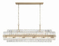 Aged Brass Crystal Linear chandelier - Liora Verge for dining room view 1