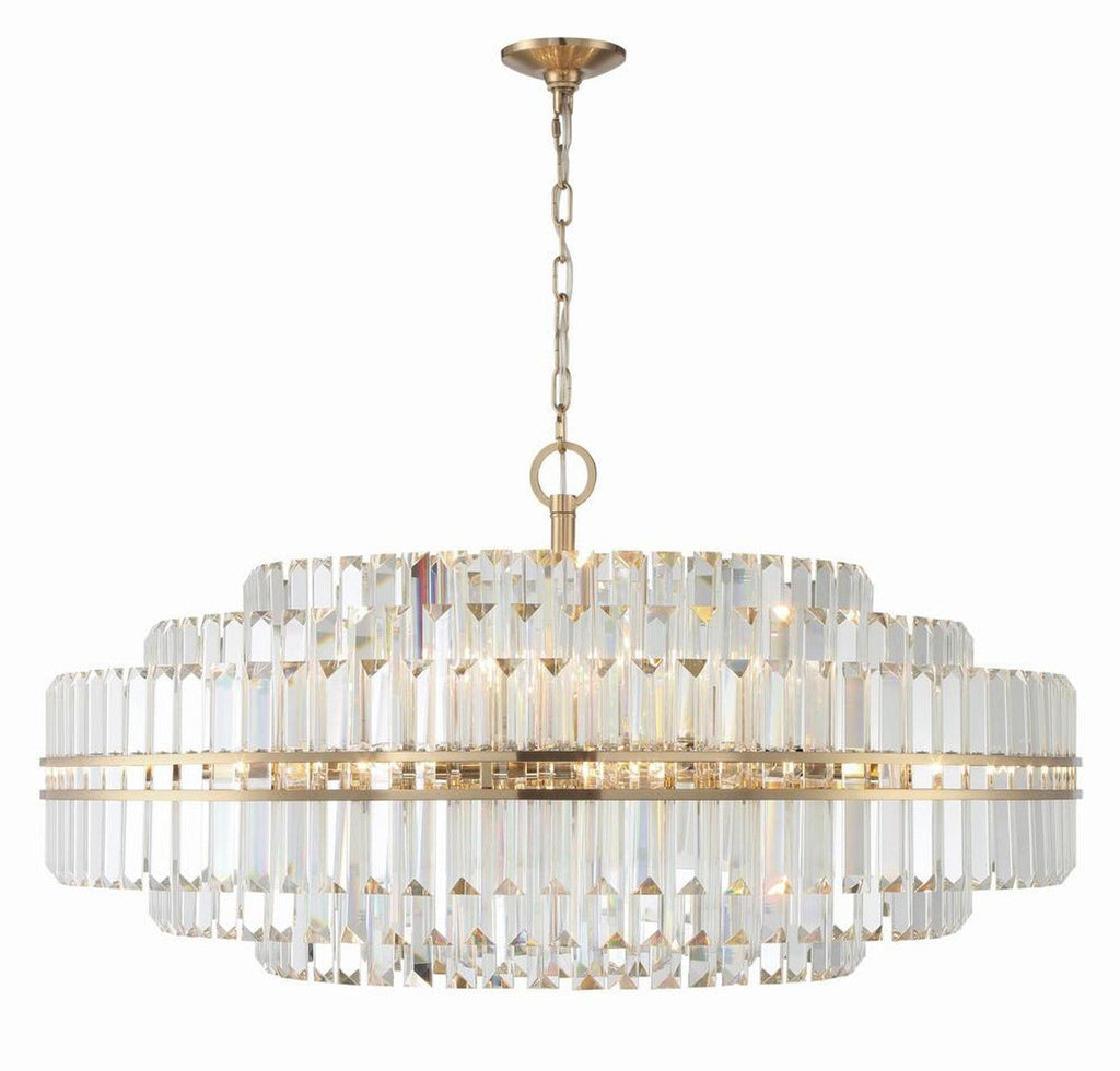 Aged Brass Crystal Tiered chandelier - Vesper Verge for dining room view 1