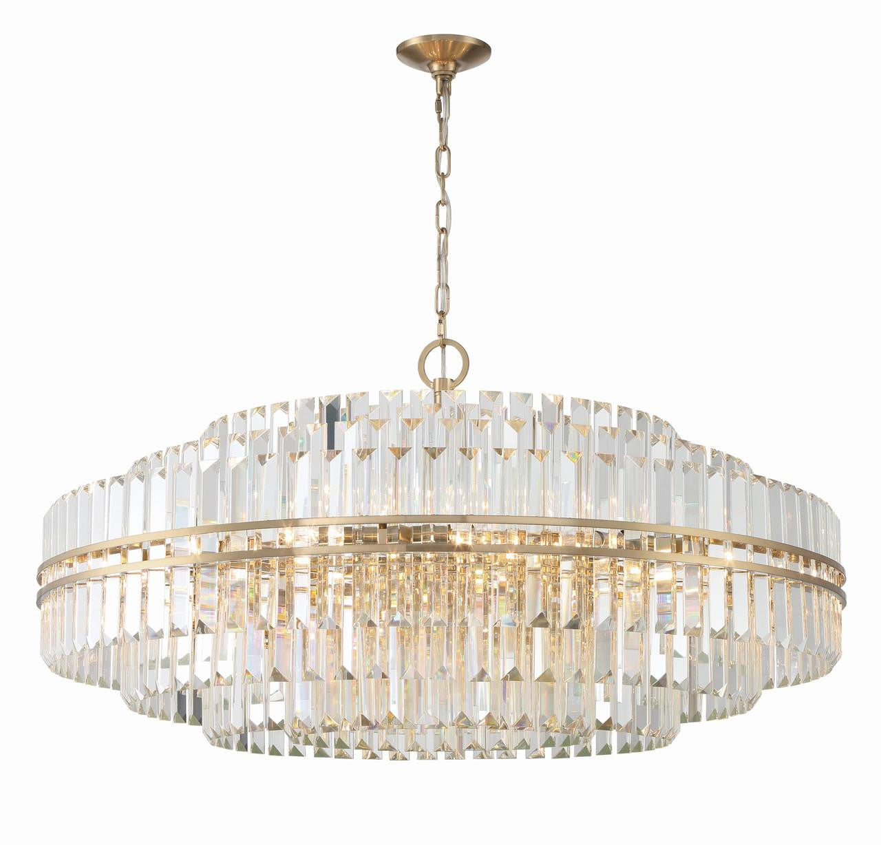Aged Brass Crystal Tiered chandelier - Vesper Verge for dining room view 4